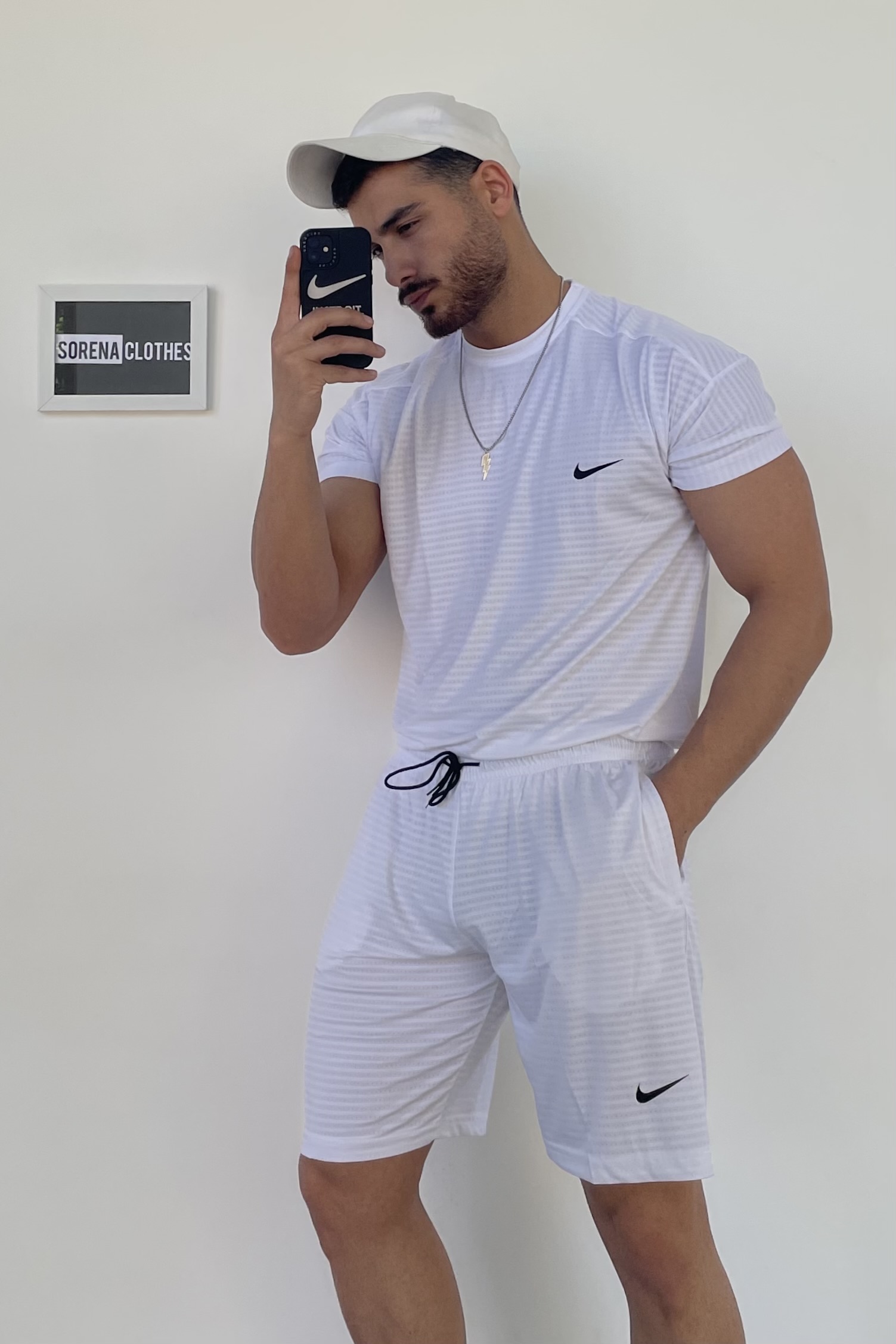 ست تیشرت آستین کوتاه و شلوارک ورزشی مردانه پارچه تنفسی لاکرا طرح نایک NIKE
